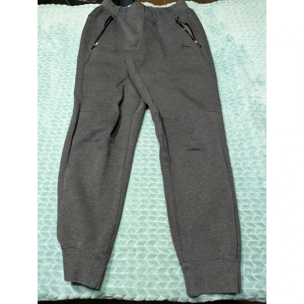 Jordan Mens Jumpman Tapered Joggers Charcoal Gray Heather Zip Pockets Medium